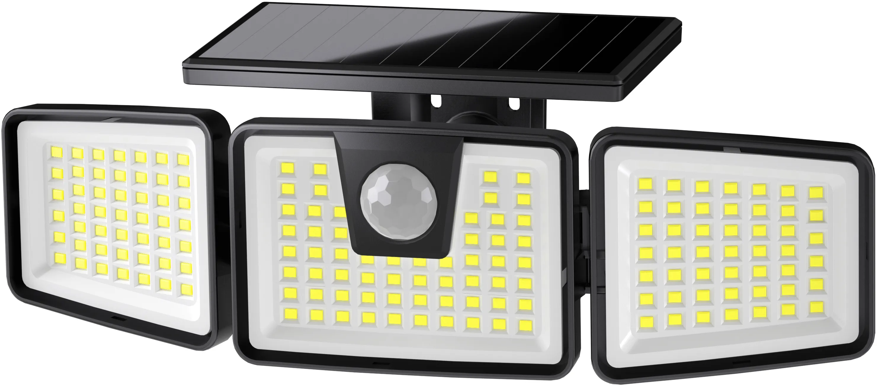 Picture of AIXPI  LED three-head rotatable outdoor waterproof human body induction courtyard solar wall lamp 156LED 